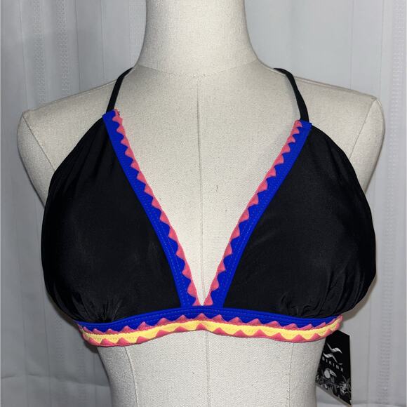 Bikinx Black w/Neon Pink Trim Bikini Set Women’s Medium Two Piece Swimsuit - Picture 5 of 11